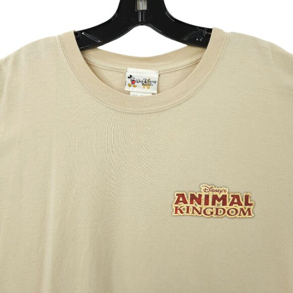 Walt Disney World Animal Kingdom Graphic T Shirt L Beige Elephant Palm Trees - Picture 9 of 16
